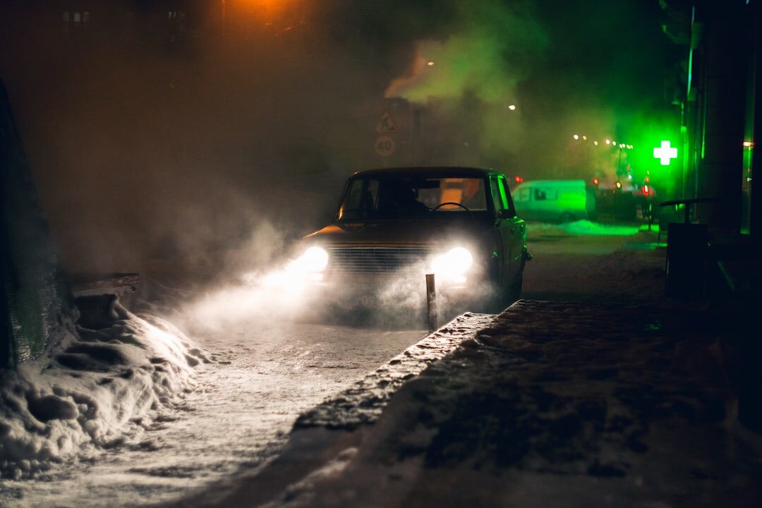 dark foggy street at night
